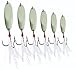 JSHANMEI Noctilucent Luminous Fishing Lures Metal Hard Bait Night Glow Sea Fishing Hard Baits Spoon Sequins with Feather Treble Hook (5g (Pack of 5))
