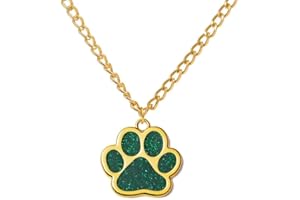 DREUYET Paw Print Necklace for Women Cute Dainty Animal Pendant Necklace Glitter Personalized Colorful Pet Memorial Necklace Dog or Cat Memorial Jewelry Gifts for Cat Mom Animals Lover