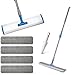 18 Professional Microfiber Mop Large Flat Mops for Floor Cleaning 4 Reusable Washable mop Pads Hardwood Cleaning System Wet and Dust Mop with 61in Long Stainless Steel Handle
