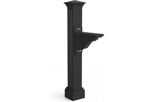 Mayne Manchester Single Arm Mail Post - Black - 26in L x 9in W x 58in H - Manchester Post & Arm, Hardware Kit (5852-B)
