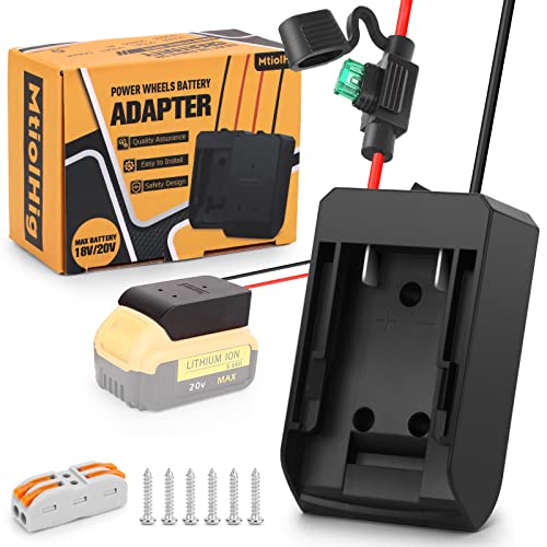 MtiolHig Power Wheels Battery Adapter for Dewalt 20v Battery 12gague Wire with Fuse & Switch
