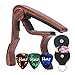 Guitar Picks Guitar Capo Acoustic Guitar Accessories Capo Key Clamp With Free 6 Pcs Guitar Picks and Black Leather Guitar Picks Holder (Wood Color)