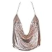 Gogoboi Nightclub See Through Deep V Halter Top Metal Sequins Crop Top Sexy Club Wear for Women (Rose gold)
