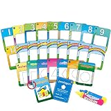 Dorras Water Painting Graffiti Book Card 26pcs Chidren's Early Education Cognitive Cards 1-9 Number Colors and Shapes Colouring Doodle Board + 2 Magic Drawing Pens Games Toy for Toddlers Kids Baby