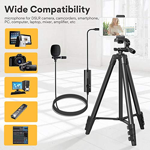 Lavalier Microphone with Tripod MAONO AU100 Omnidirectional Condenser