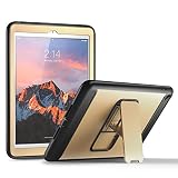 YOUMAKER New iPad 9.7 Case 2018/2017, Heavy Duty Kickstand with Built-in Screen Protector Full-body Shockproof Protective Case Cover for Apple iPad 9.7 inch 2017/2018 5th/6th Gen (Gold/Black)