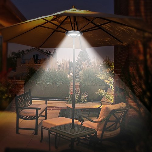 OYOCO Rechargeable Patio Umbrella Light 2 Brightness Mode 36 LED Cordless Umbrella Pole Light for Patio Umbrellas Camping Tents Or Outdoor Use (Rechargeable Cold White)