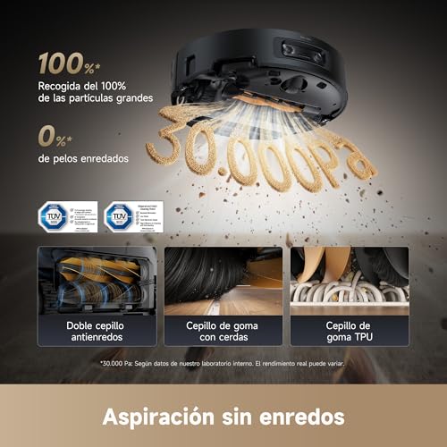 Aqua10 Ultra Roller Complete, Robot Aspirador, Autolimpieza del Rodillo, Supera Obstáculos de 8 cm, Vaciado Automático, 30.000 Pa de succión, Control Inteligente por Voz, Negro
