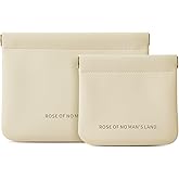 MEIBOOCH 2 Pack Small Makeup Bag for Women, New Organosilicon Super Fiber PU Leather Mini Cosmetic Bag for Travel, Coin Purse Organizer Storage Pouch (Printed with Phrase, Beige)