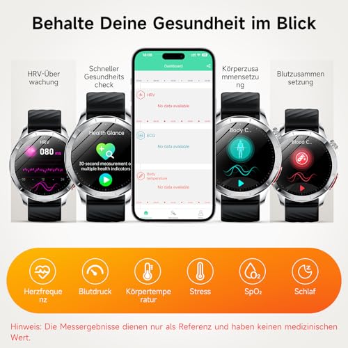 Lgnitek Smartwatch Women Men with Phone Function, 1.43 Inch AMOLED Fitness Watch with IP68 Waterproof for iOS Android