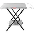 Feasto Foldable Grill Table, Portable Grill Table with Extra Storage Bottom Shelf, Outdoor Indoor Foldable Outdoor Grill Stand Table with Garage Rack & Tissue Holder,Easy Set-up, 30" x 24", Silver