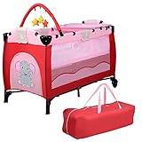 Giantex Pink Baby Crib Playpen Playard Pack Travel Infant Bassinet Bed Foldable