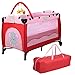 Giantex Pink Baby Crib Playpen Playard Pack Travel Infant Bassinet Bed Foldable