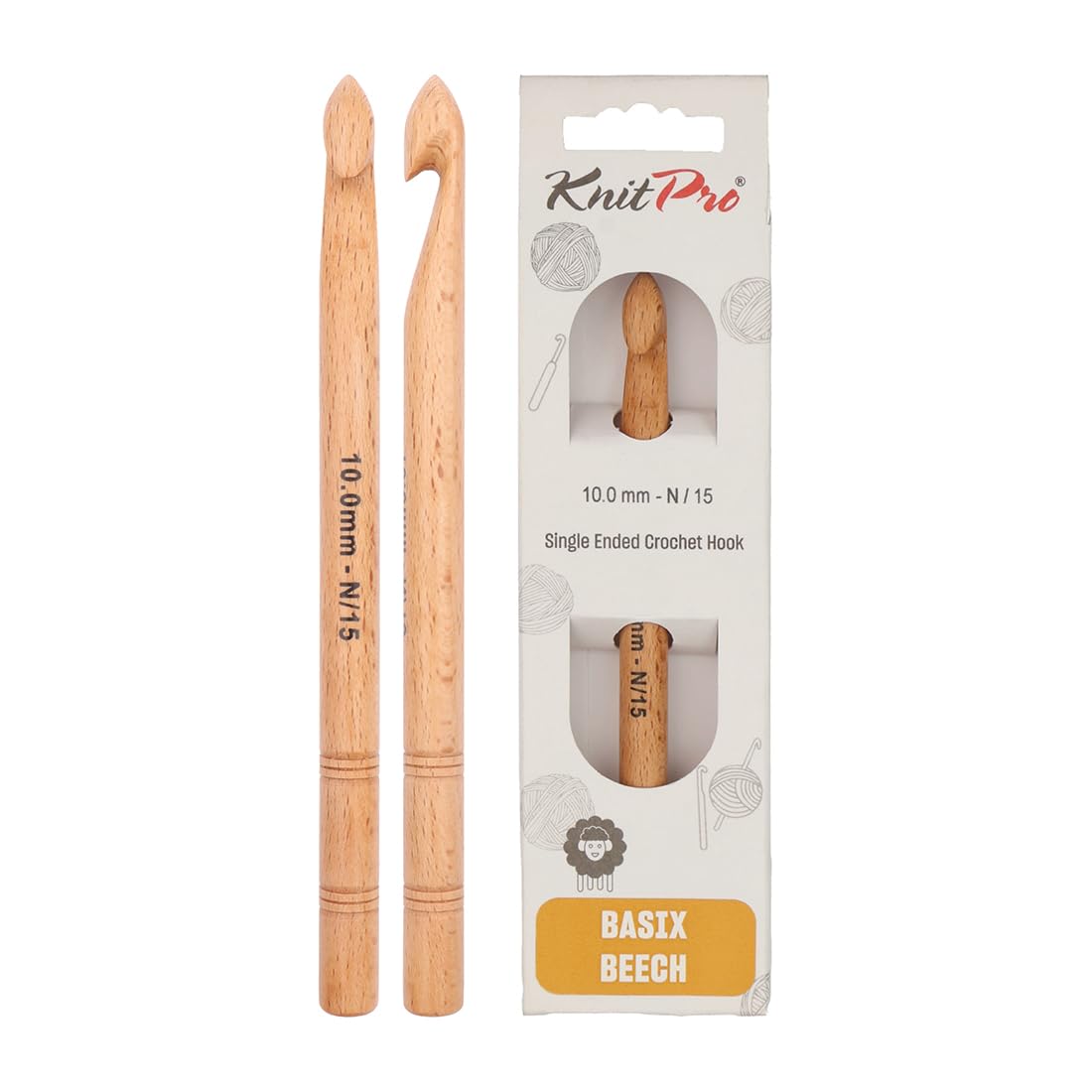 KnitPro Basix Beech Single Ended Crochet Hook | 10.00mm