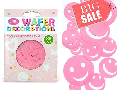 Edible Wafer Gluten GMO Dairy Sugar Nut Soy Free Pink Smiley Face