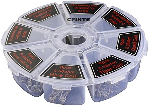CFIKTE 8 in 1 Prebuilt Coils Electronic Coil Wire with 48 Pcs Pre-Built Coils (0.36ohm 0.45ohm 0.5ohm 0.85ohm)