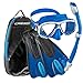 Cressi Made in Italy Palau Short Brisbane Mask Fin Snorkel Travel Set