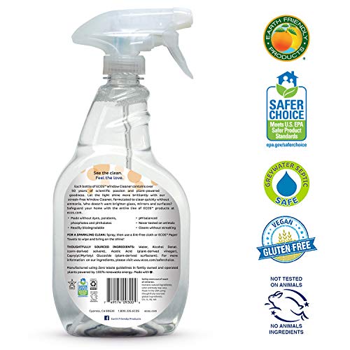 Earth Friendly Products ECOS Window Cleaner with Vinegar, 22-Ounce (Pack of 2)