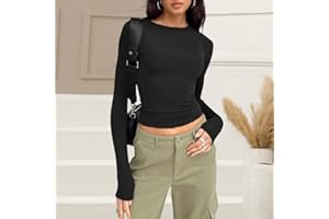 Women's Long Sleeve Crop Top - Stretchy Comfort Fit, Casual & Workout Wear