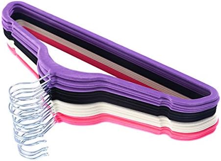 60PCS Non Slip Velvet Clothes Suit/Shirt/Pants Hangers White, Black, Purple,Red