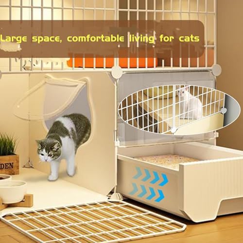 XTECH 2 Tier Cat Cage With Litter Box, Assembled Enclosures, Cat home, for Home Use Indoor Cages Enclosures, with Storage Rack, Easy to Assemble, Detachable（75CM*49CM*73CM）