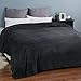 Bedsure Fleece Blanket Queen Blanket Dark Grey - Bed Blanket Soft Lightweight Plush Fuzzy Cozy Luxury Microfiber, 90x90 inches