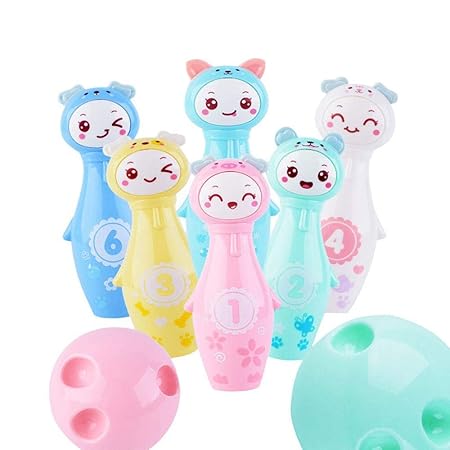 Bowling Set Kids, Indoor Skittles Game, Plastic Bowling Set, Bowling Skittles, Novelty Games for Kids, Bell Toys for Baby Outdoor Garden Toys Early Learning Toy Best Funny Gifts for Kids Boys Girls