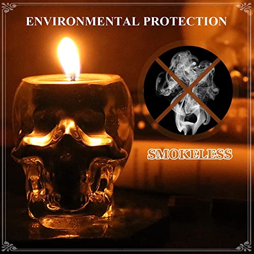 MSTR Halloween Candles Decoration, Skull Candle Decor Indoor Skull Shaped Jar Scented Candle Glasses Gifts for Party Spells Spooky Bar Skeleton Christmas Candle (2.5OZ Black)