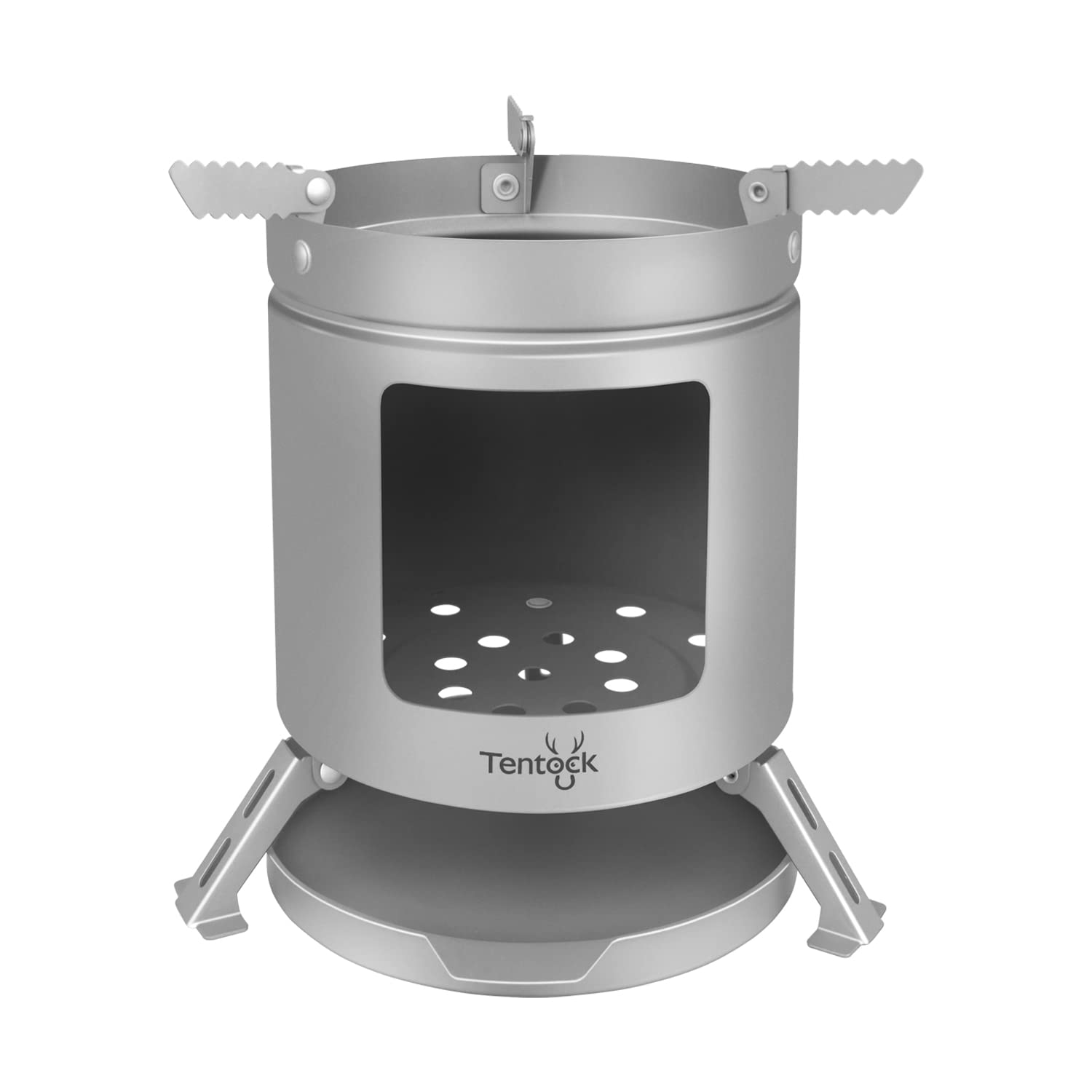 Tentock Camping Titanium Wood Stove Outdoor Cooking Stove Folding & Lightweight Wood Burning Stove for Picnic Hiking Backpacking BBQ (wood stove M)