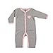 Hudson Baby Ruffle Union Suit - Pink and Black Stripe, 6-9 months