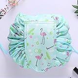 Westspark Travel Cosmetic Bags, Lazy Makeup Storage Bag Drawstring Large Capacity Folding Toiletry Bags, Waterproof Quick Pack Magic Bags with Zipper & Drawstrings (Green)