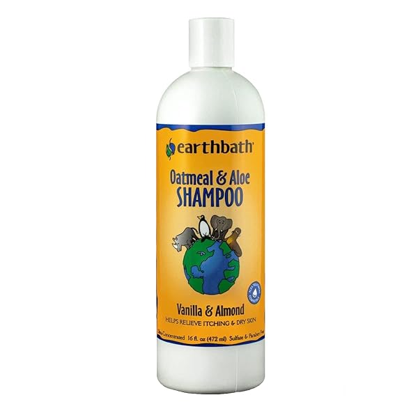 EARTHBATH OATMEAL & ALOE DOG SHAMPOO – OATMEAL SHAMPOO FOR DOGS, DRY ITCHY SKIN RELIEF, HYPOALLERGENIC ANTI ITCH PUPPY SHAMPOO FOR SENSITIVE SKIN, TEAR FREE PET WASH – VANILLA & ALMOND, 16 OZ (1 PACK)