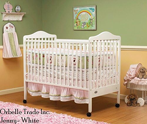 Orbelle Trading The Jenny Crib with a Beautiful Detailed Crown Headboard & Footboard, White