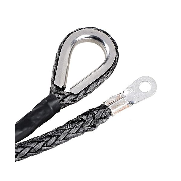 14-Inch-x-50-BLACK-Synthetic-Winch-Line-Cable-Rope-6400LBs-Sheath-Thimble-Recovery-Replacement-ATV-UTV-Truck-Boat