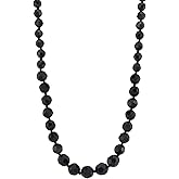 1928 Jewelry Graduated Black Glass Beaded Necklace For Women 15" + 3" Extender