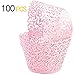GOLF 100Pcs Cupcake Wrappers | Artistic Bake Cake Paper Filigree Little Vine Lace Laser Cut Liner Baking Cup Wraps Muffin CaseTrays for Wedding Party Birthday Decoration (Pink)