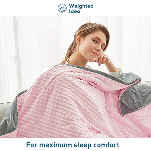 Weighted Idea Heavy Weighted Blanket 25 lbs with Removable Cover 60''x80'' Grey/Pink Dot