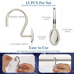 Nickel Shower Curtain Hooks, Rust Proof Shower
