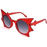 Dollger Bat Sunglasses for Women, Funky Gothic Sunglasses for Cosplay Party, Butterfly Halloween Bat Goth Accessories