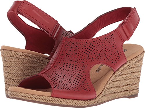 CLARKS Women's Lafley Rosen Platform, red Leather, 8 Medium US