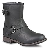 Twisted Women's AMIRA Short Buckle Strap Riding Boot - AMIRA68 BLACK, Size 9