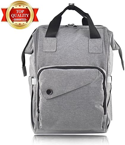 Diaper Bag Backpack - Large Durable Multi Function Travel Bag - High capacity, Insulated Pockets, Stylish, Waterproof &amp; great Organizer, Gray - By Babies Creations