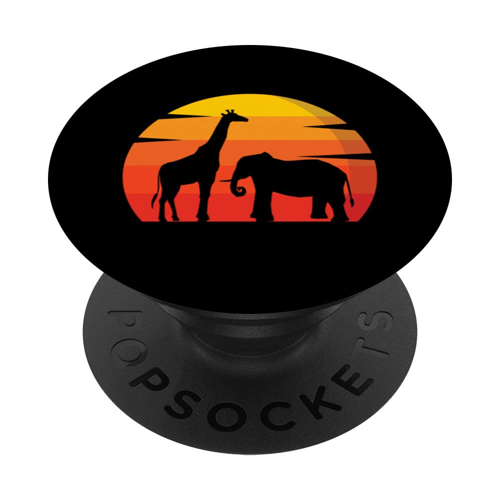 Elephant Giraffe Vintage Animal Lover Zoo Africa Animals PopSockets Swappable PopGrip