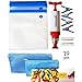 Wishbox Sous Vide bags kit for Anova, Joule, Chefsteps, Gourmia, Precision Immersion Cookers .10 Reusable BPA Free Bags for Food Storage, 2 zip Sealer & 4 Container Clips, 1 Vacuum Hand Pump