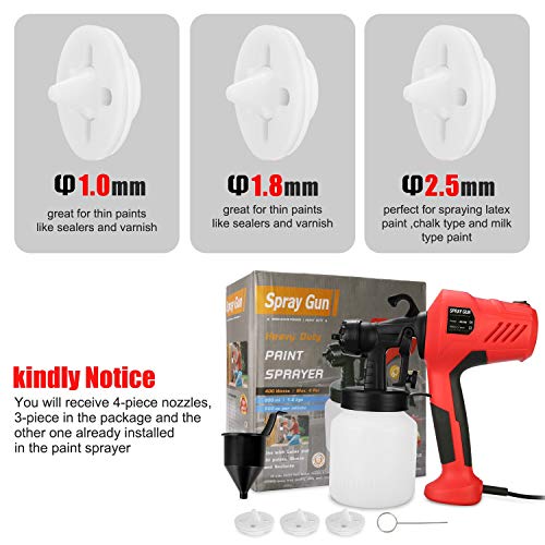 Paint Sprayer, 700W Electric Paint Spray Gun with 3 Nozzle, 3 Spraying