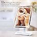Lighted Makeup Mirror with Magnification 10x – LightTouch Dimmable Make Up Mirror, Cosmetic Face Mirror with Light LED Soft-Light (Cordless)