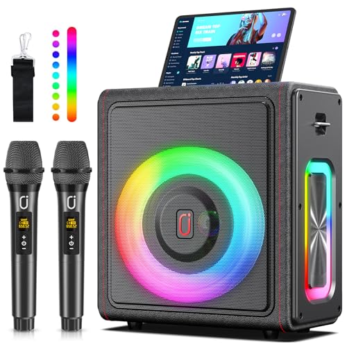 Karaoke Machine with Wireless Microphones HWWR Karaoke with 2 Microphones for Adults Children, Karaoke Systems Accessoires Utiles pour Micro (MS75-Triple Mics)