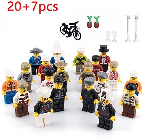 Minifigures Set of 20+7 Include Lego-Compatible Building Bricks Community Mini People and Accessories