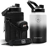 NATURE PIONEOR 1 Gallon Insulated Water Bottle - Double Vacuum Stainless Steel 128 oz Water Bottle with Holder/Carrier, Wide Mouth 1 gallon Water Jug for Outdoor Sports, Hiking, Camping, Gym