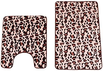 2 Piece Set Leopard Prints Non-slip Memory Foam Bath Mat 20x24/17x23
